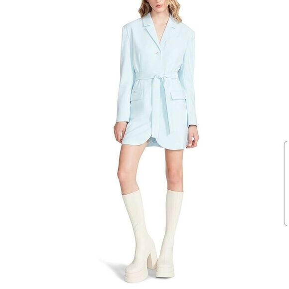 Steven Madden‎ Laila Long-sleeve Blazer Minidress In Light Blue Size:Small NWT - Picture 1 of 10